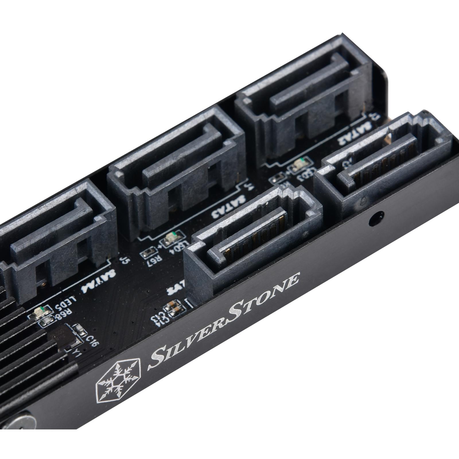 A large main feature product image of SilverStone ECS07 5-Port SATA 3 M.2 Expansion Card