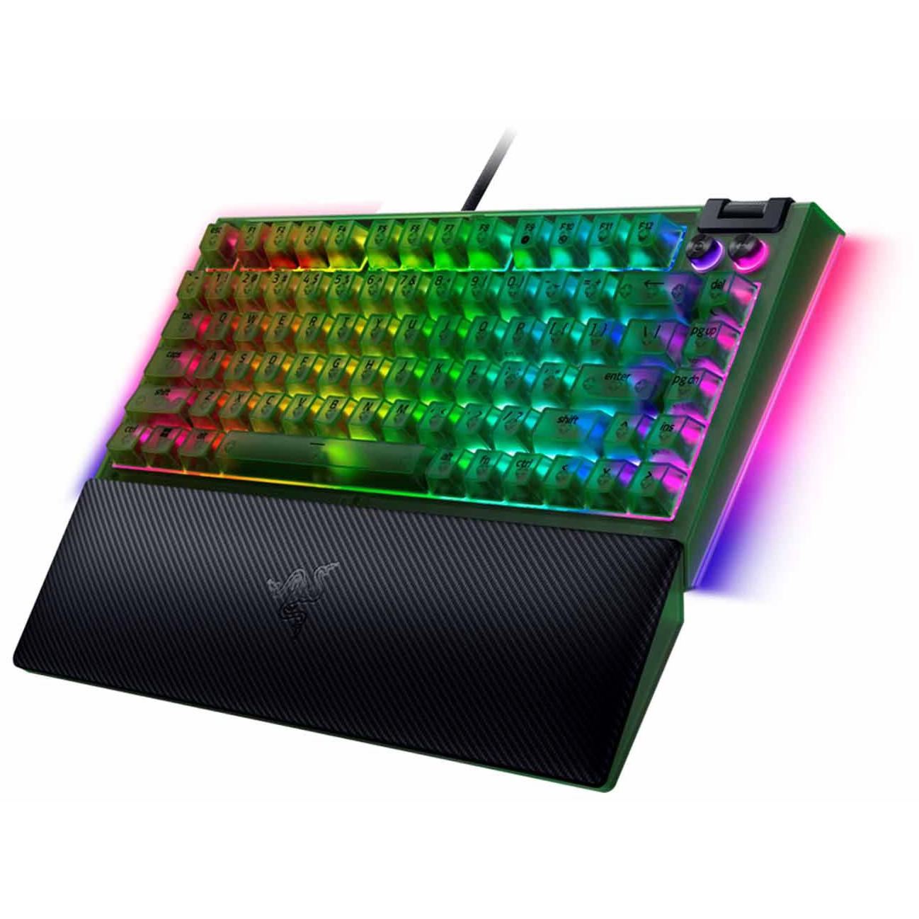 A large main feature product image of Razer BlackWidow V4 75% - Compact Mechanical Gaming Keyboard (Phantom Green)