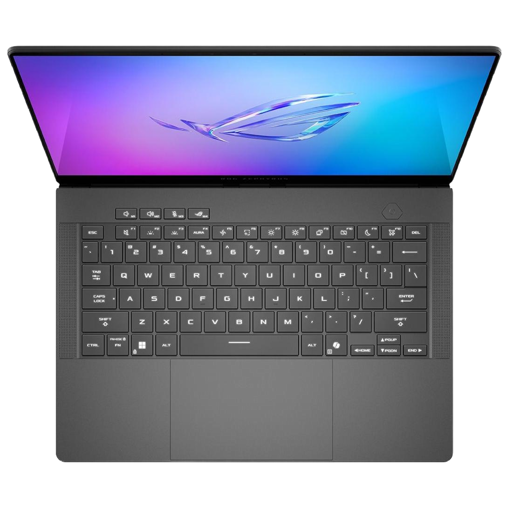 A large main feature product image of ASUS ROG Zephyrus G14 (GA403) - 14" 3K 120Hz OLED, Ryzen 9 270, RTX 5060, 32GB/1TB - Win 11 Gaming Notebook
