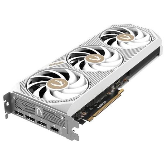 A large main feature product image of ZOTAC GAMING GeForce RTX 5070 AMP 12GB GDDR7 - White