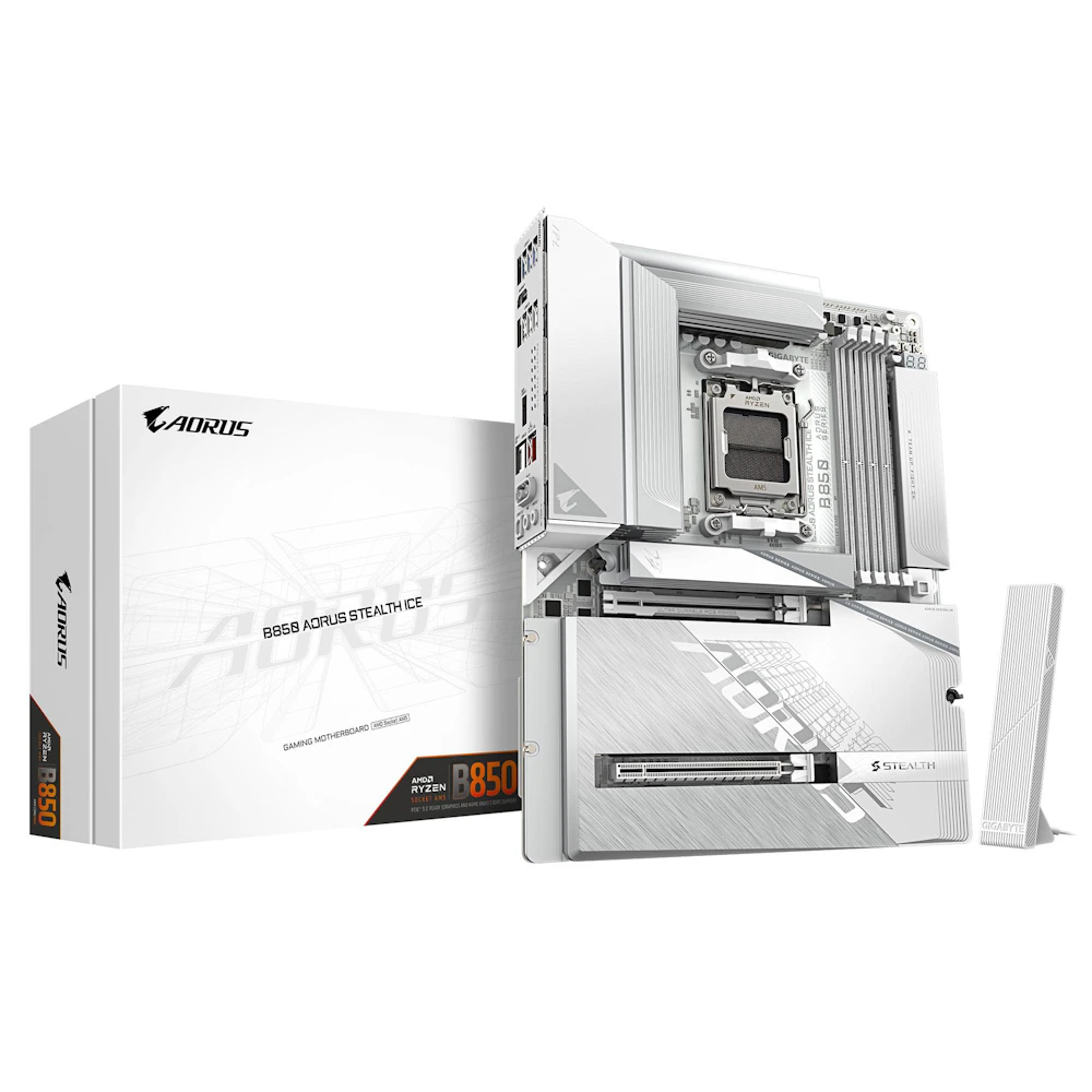 Gigabyte B850 AORUS STEALTH ICE AM5 ATX Reverse Connector Desktop Motherboard