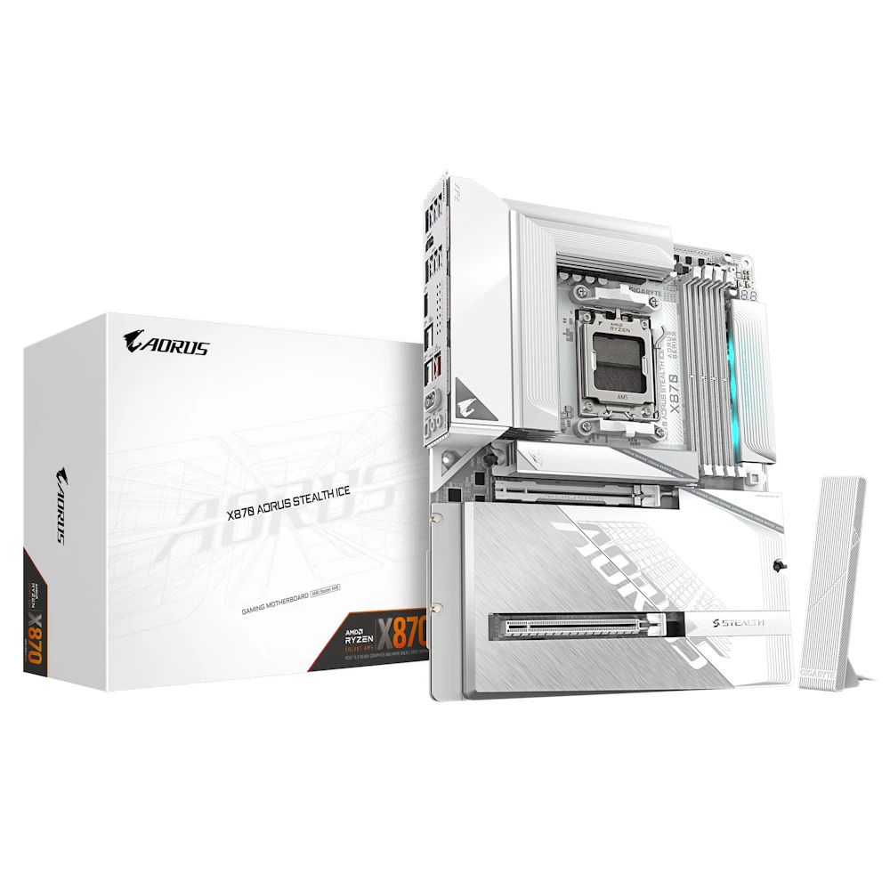 Gigabyte X870 AORUS STEALTH ICE AM5 ATX Reverse Connector Desktop Motherboard
