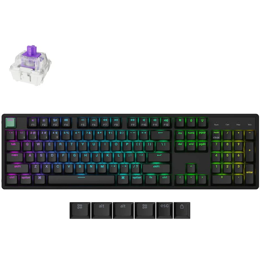 Keychron K10 HE - Fullsize Wireless Magnetic Switch Custom Keyboard - Black (Gateron Double-Rail Nebula Switch)