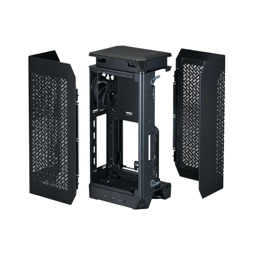 A large main feature product image of Cooler Master NCORE 100 AIR 14.7L SFF Vertical Mini-ITX Case (Black)
