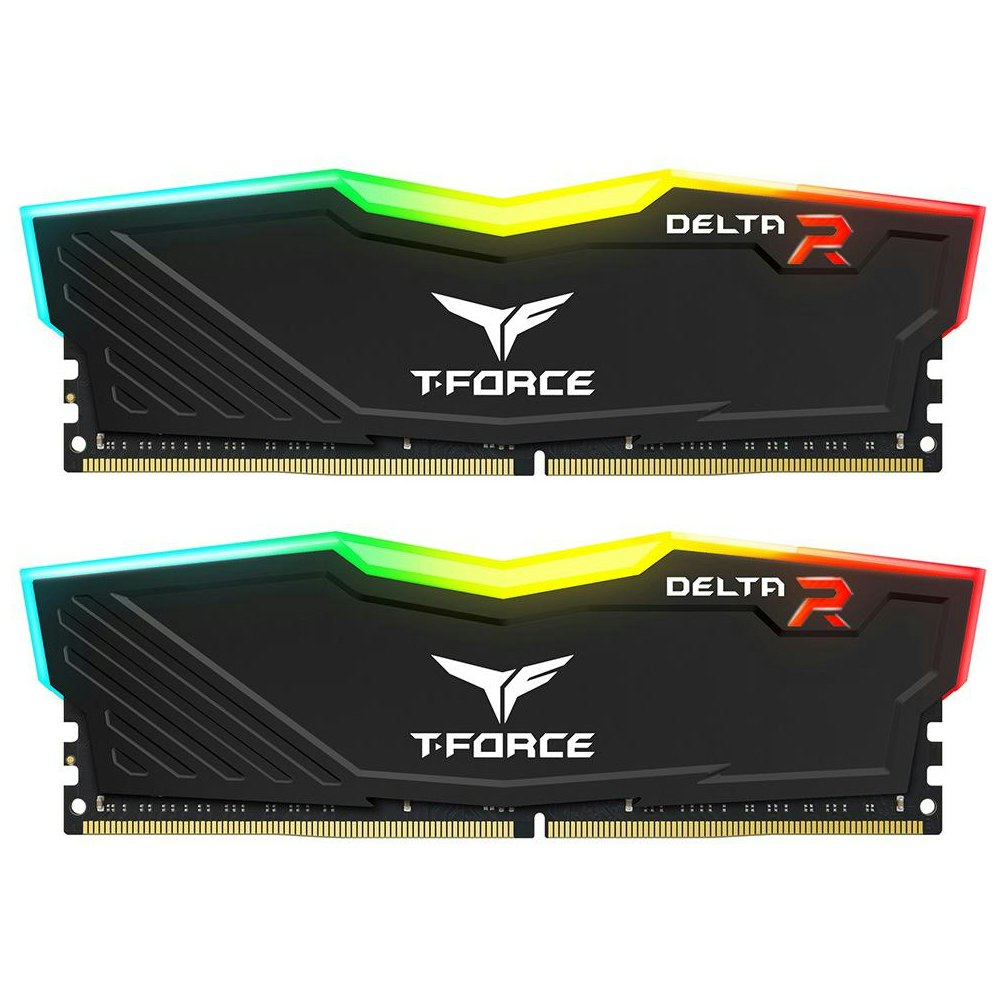 A large main feature product image of Team T-Force Delta RGB 16GB Kit (2x8GB) DDR4-3200 C16