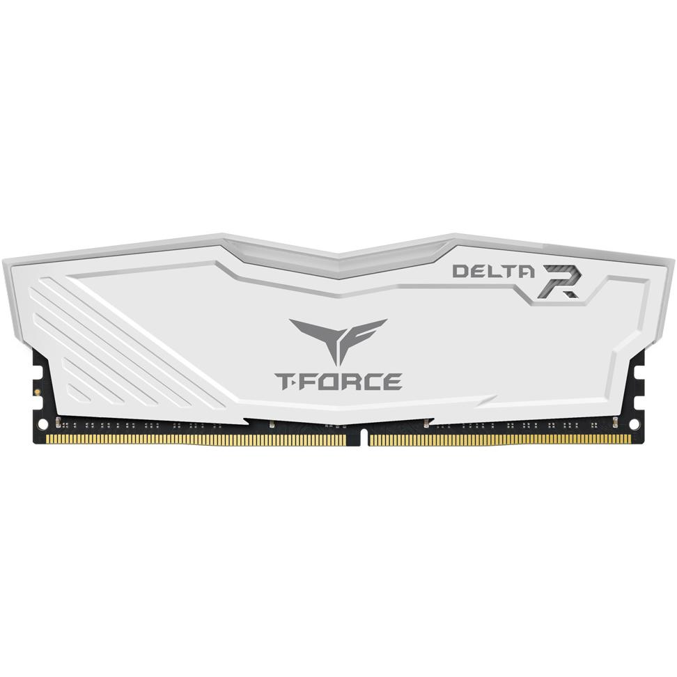 A large main feature product image of Team T-Force Delta RGB 16GB Kit (2x8GB) DDR4-3200 C16 - White