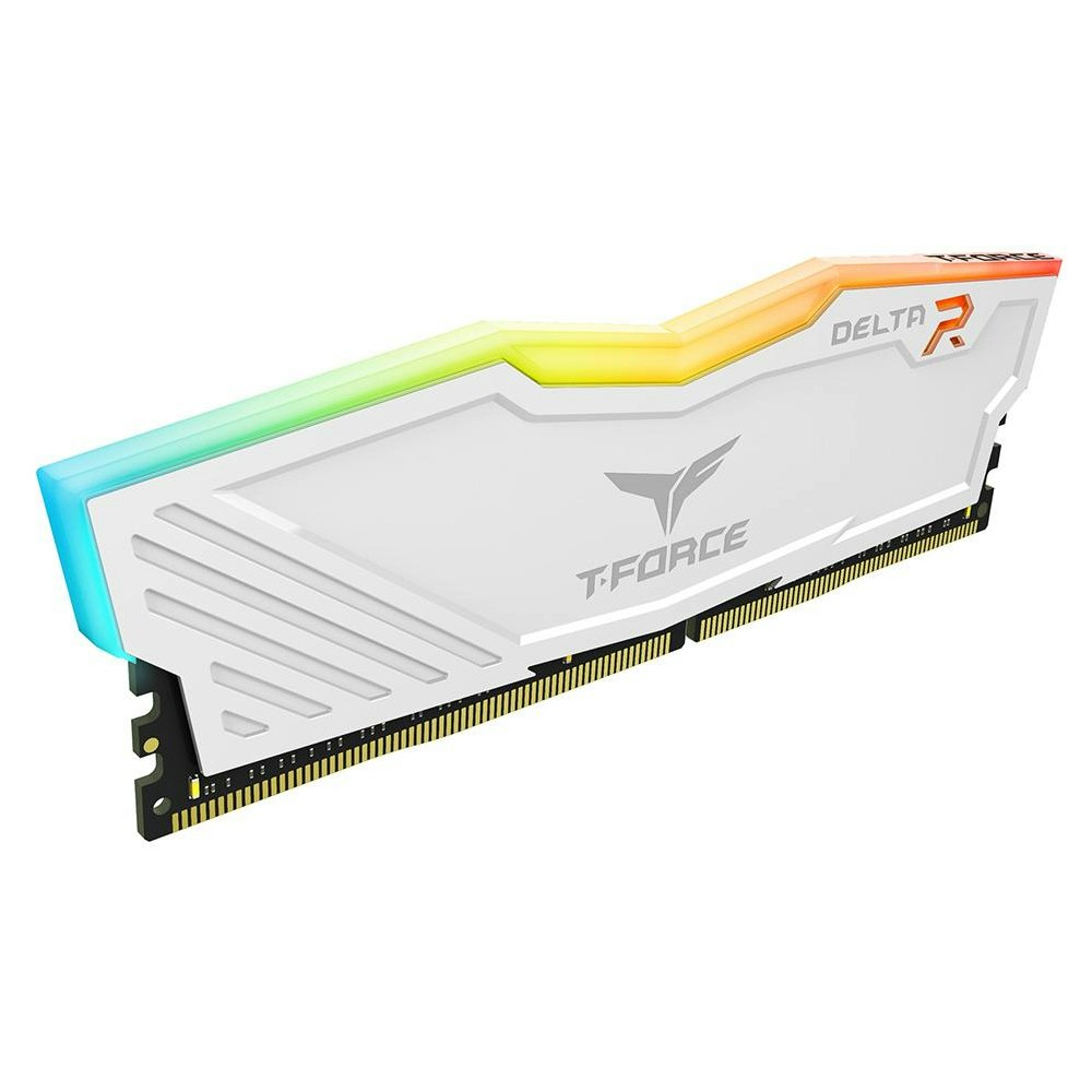 A large main feature product image of Team T-Force Delta RGB 16GB Kit (2x8GB) DDR4-3200 C16 - White