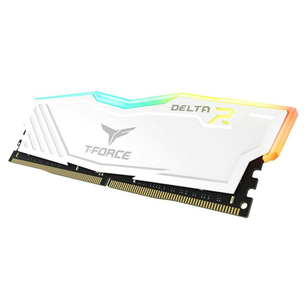 A large main feature product image of Team T-Force Delta RGB 16GB Kit (2x8GB) DDR4-3200 C16 - White