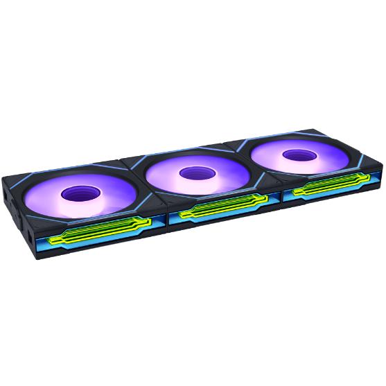A large main feature product image of Lian Li UNI FAN SL120 Infinity Wireless - 120mm Modular Fan 3-Pack (Black)