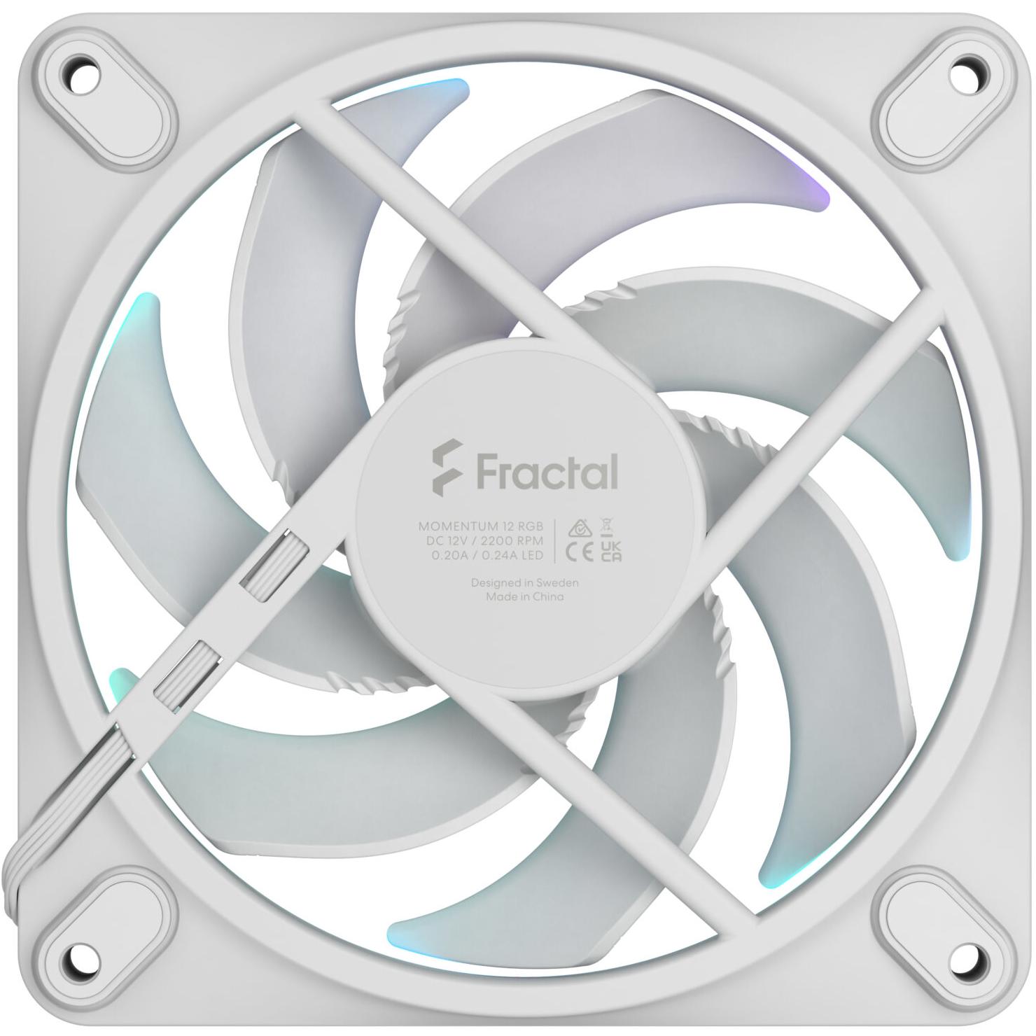 A large main feature product image of Fractal Design Momentum 12 RGB - 120mm LCP Case Fan (White)