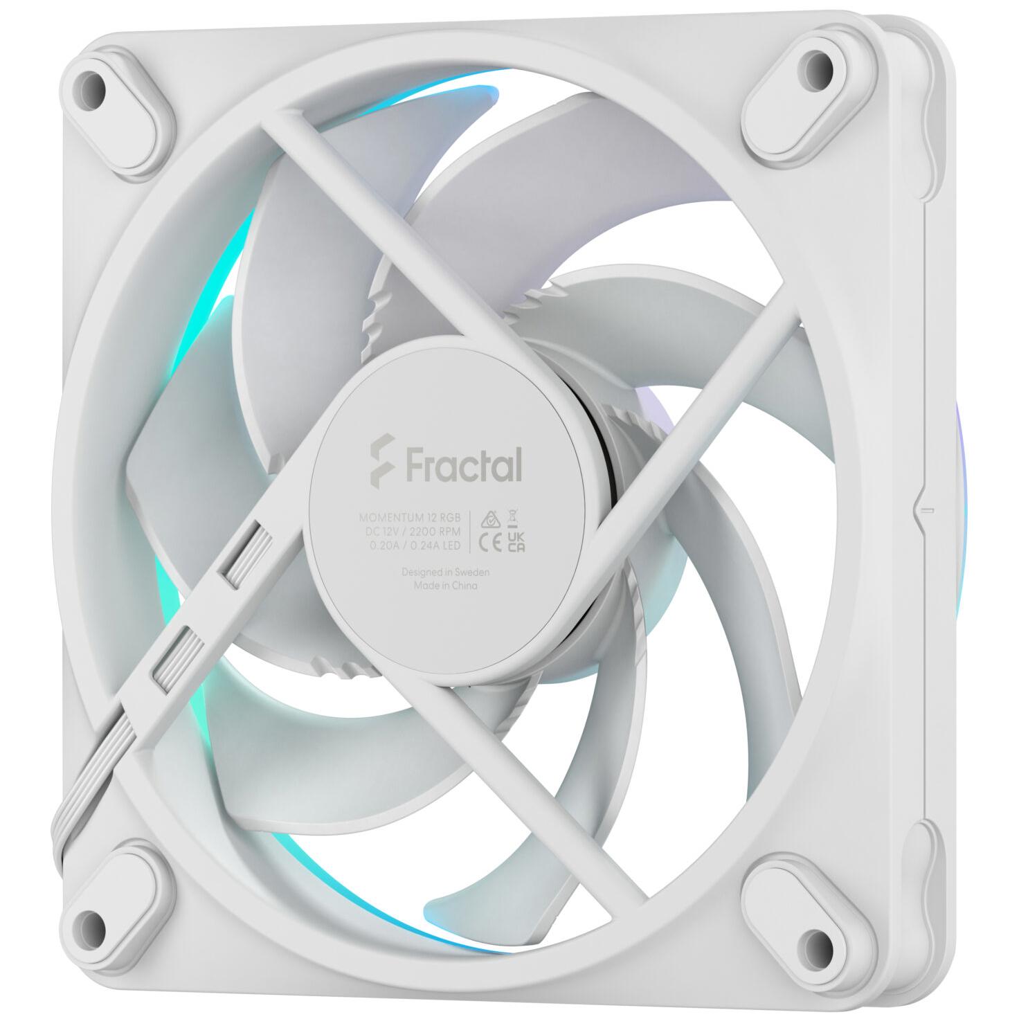 A large main feature product image of Fractal Design Momentum 12 RGB - 120mm LCP Case Fan (White)