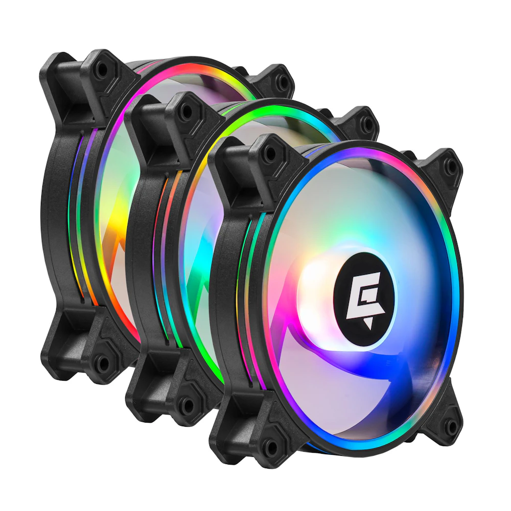 GamerChief Dash ARGB 120mm PWM Reverse Blade Fan 3-Pack (Black)