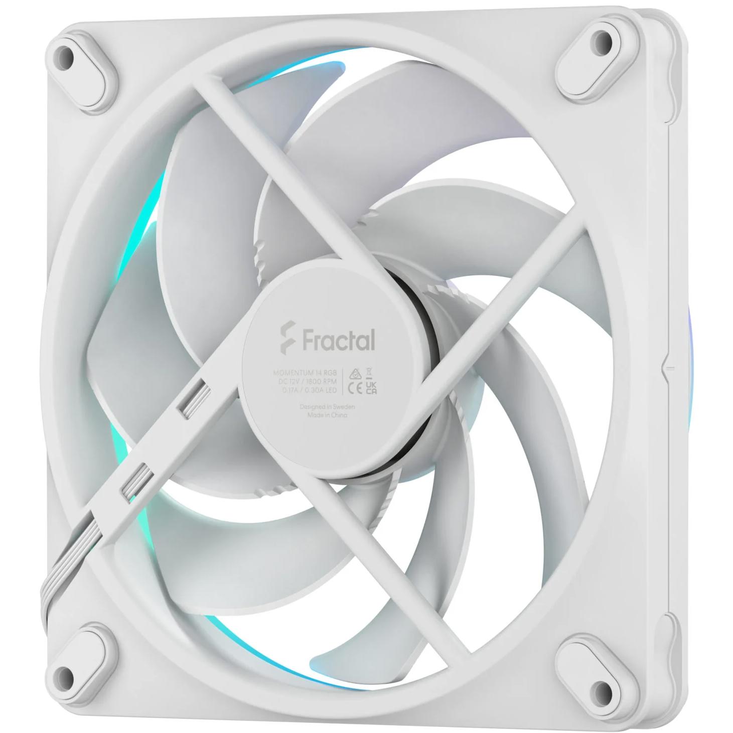 A large main feature product image of Fractal Design Momentum 14 RGB - 140mm LCP Case Fan (White)