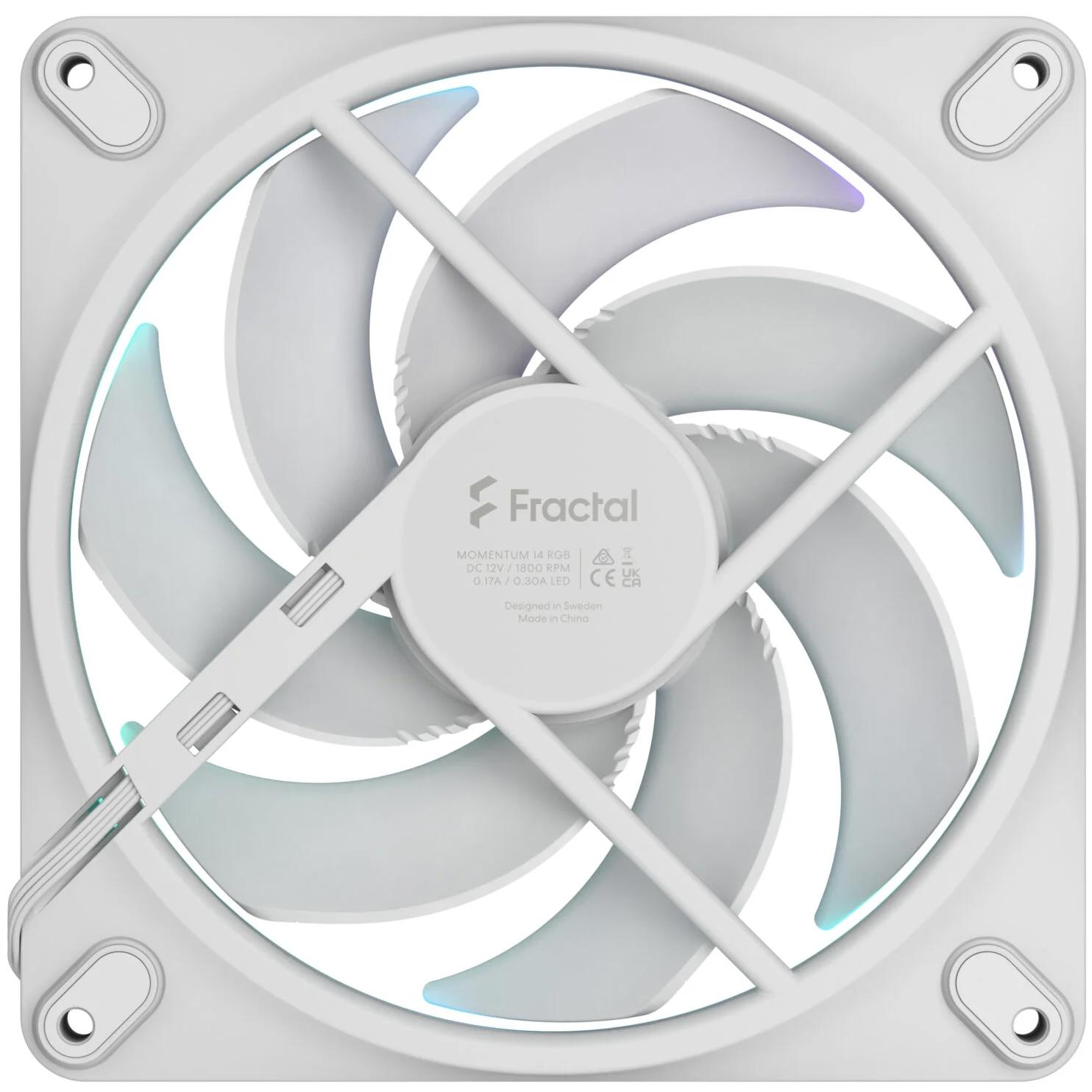 A large main feature product image of Fractal Design Momentum 14 RGB - 140mm LCP Case Fan (White)