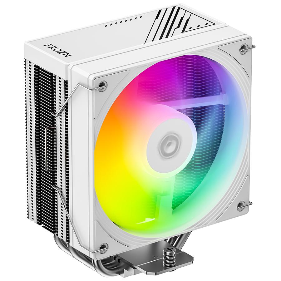 A large main feature product image of ID-COOLING FROZN A410 SE ARGB CPU Cooler (White)