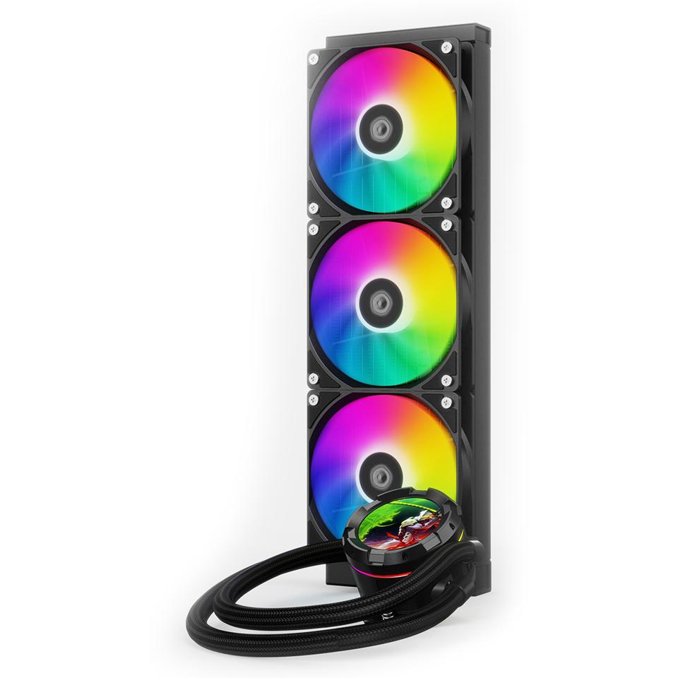 A large main feature product image of ID-COOLING SL360 XE Space LCD 360mm ARGB AIO Liquid CPU Cooler (Black)