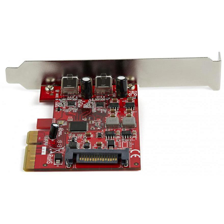 A large main feature product image of Startech PCIe USB 3.1 Card - 2x USB C 3.1 Gen 2 10Gbps - PCIe Gen 3 x4 - ASM3142 Chipset - USB Type C PCI Express Card (PEXUSB312C3)