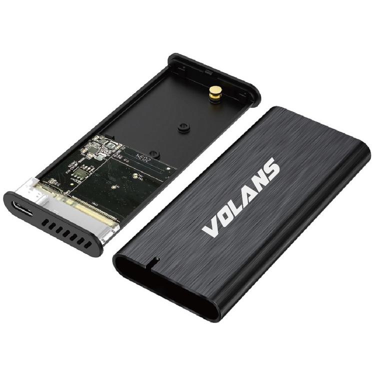 A large main feature product image of Volans Aluminium NVMe PCIe M.2 SSD to USB3.1 Gen 2 Type C Enclosure 10Gbps