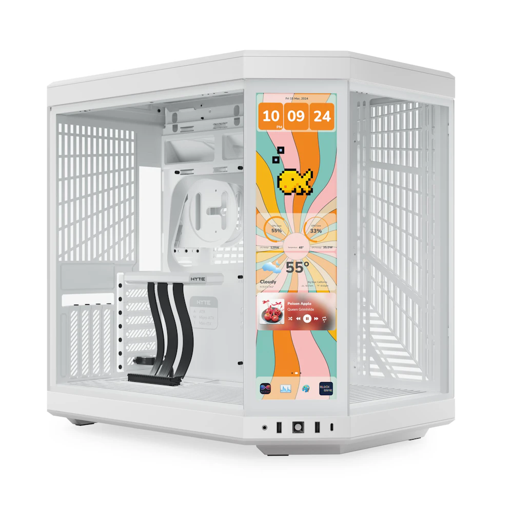 HYTE Y70 Touch Infinite Mid Tower Case w/ LCD (Snow White)