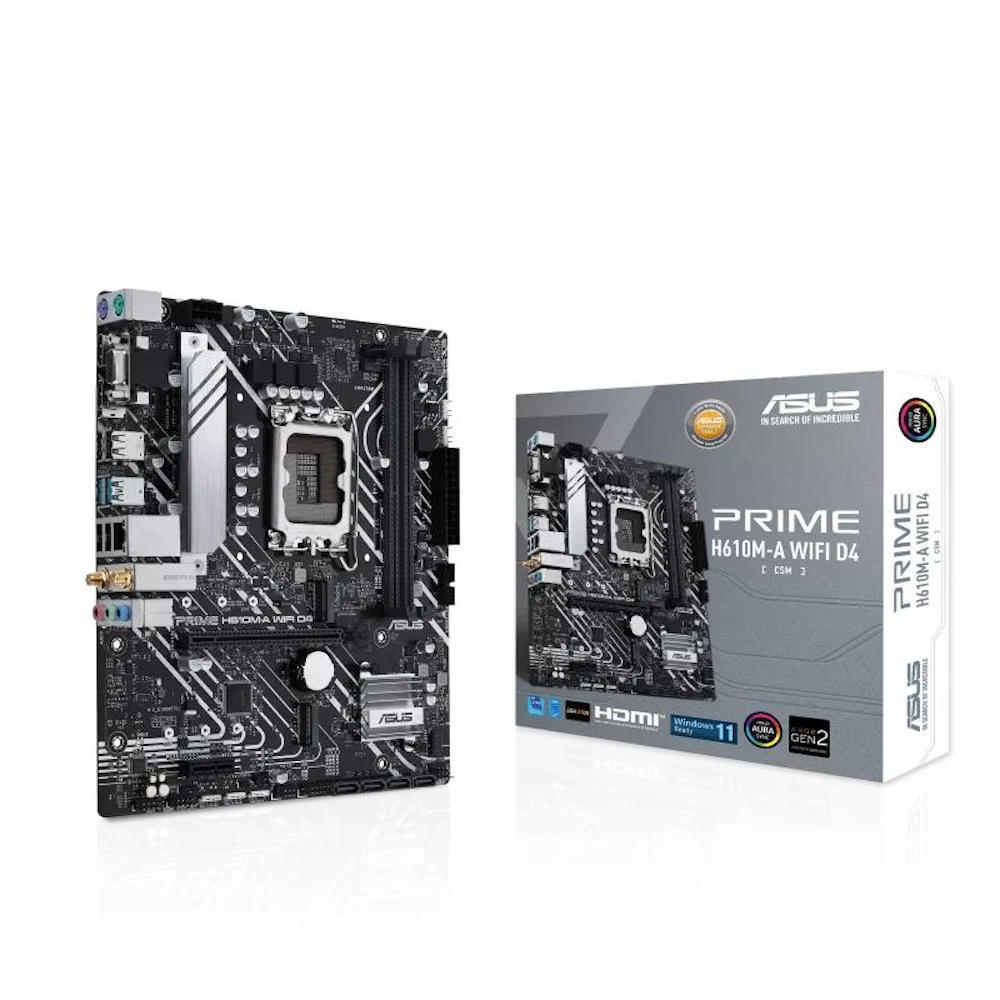 ASUS PRIME H610M-A WiFi D4 CSM DDR4 LGA1700 mATX Desktop Motherboard