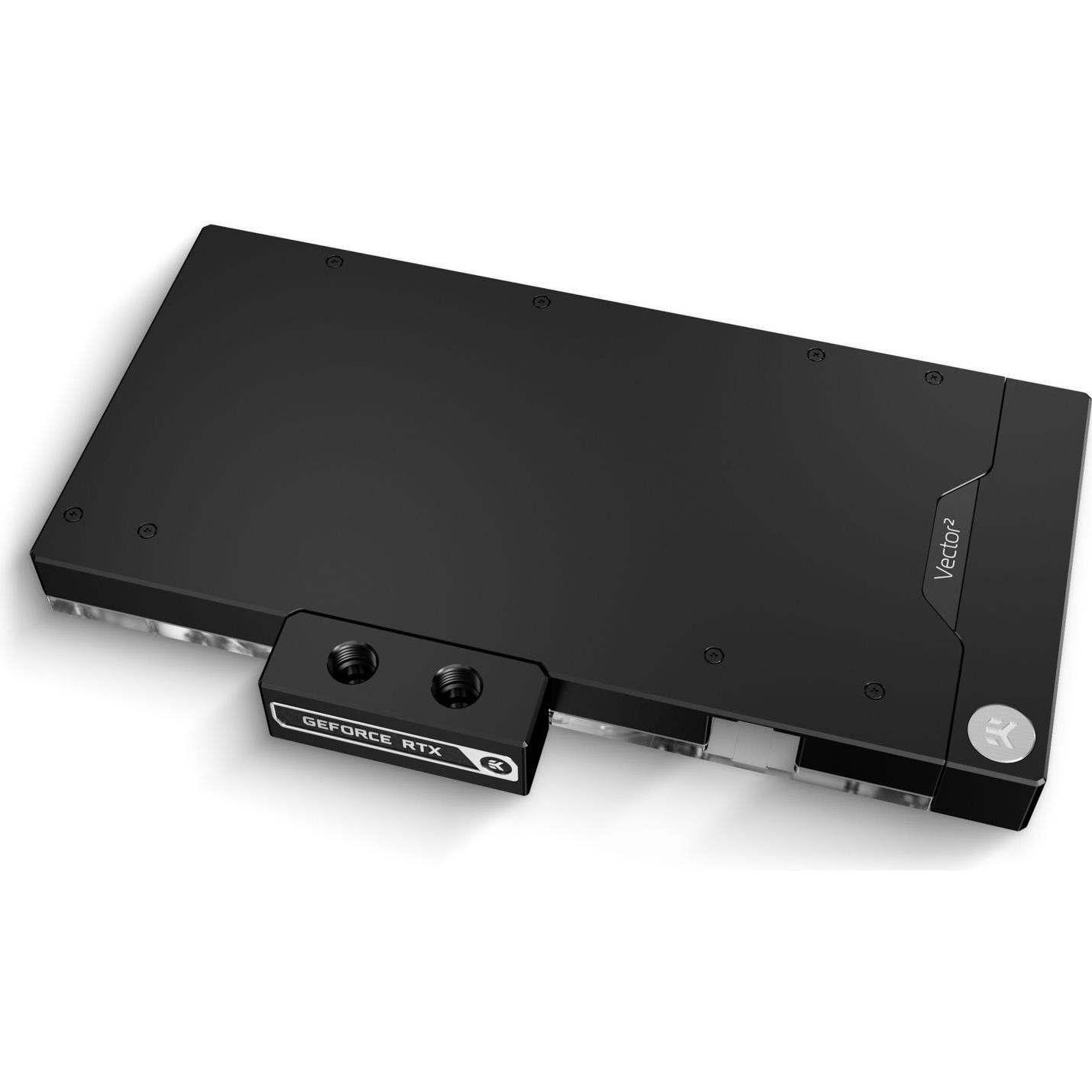 A large main feature product image of EX-DEMO EK Quantum Vector2 AMP/Trinity RTX 4090 D-RGB GPU Water Block (Nickel + Plexi)