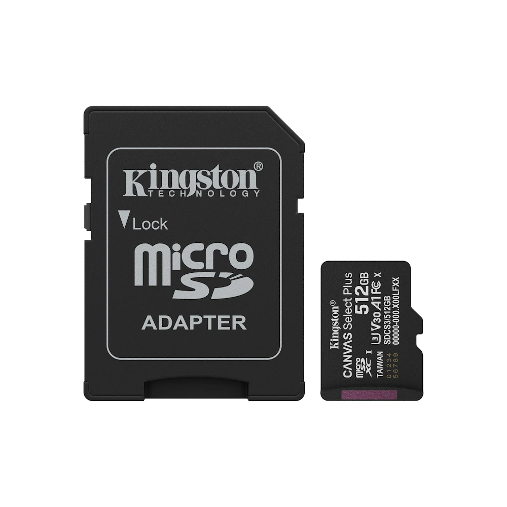 Kingston Canvas Select Plus microSDXC U3 V30 A1 UHS-1 microSD Card - 512GB