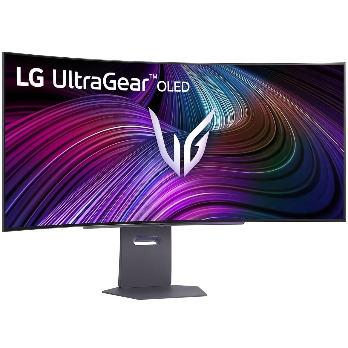 A large main feature product image of LG UltraGear OLED 45GX90SA-B - 45" Curved 1440p Ultrawide 240Hz 0.03ms Gaming Monitor