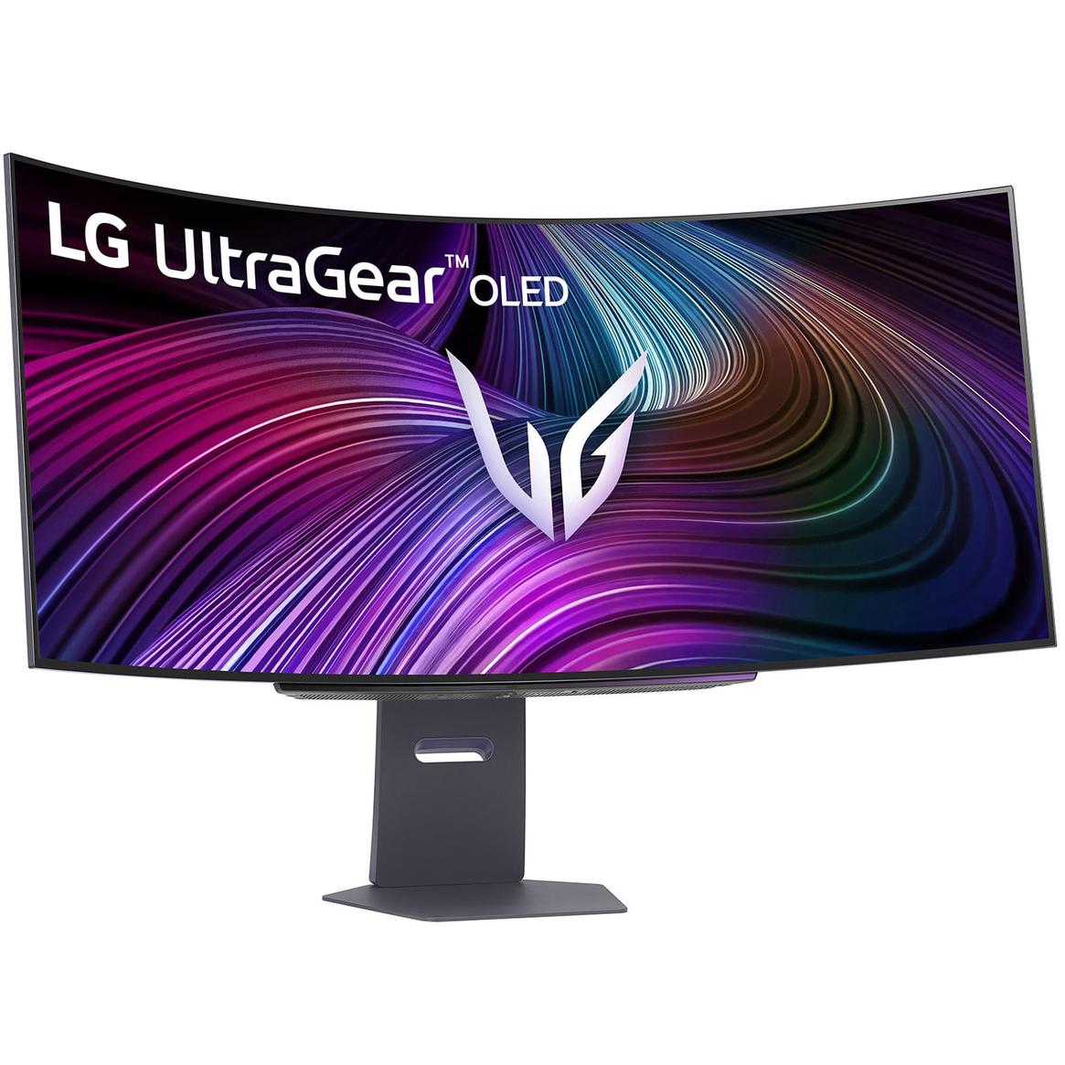 A large main feature product image of LG UltraGear OLED 45GX90SA-B - 45" Curved 1440p Ultrawide 240Hz 0.03ms Gaming Monitor