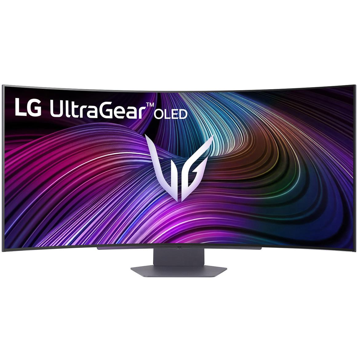 A large main feature product image of LG UltraGear OLED 45GX90SA-B - 45" Curved 1440p Ultrawide 240Hz 0.03ms Gaming Monitor