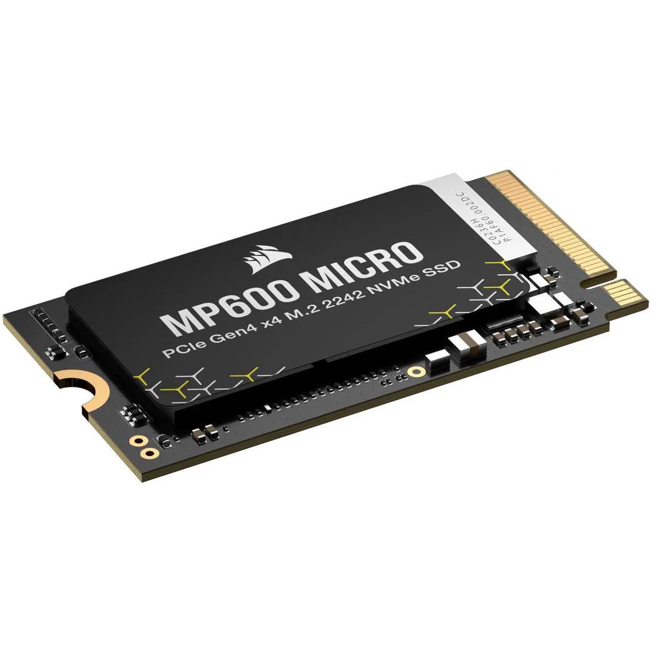 A large main feature product image of Corsair MP600 Micro PCIe Gen4 NVMe M.2 2242 SSD - 1TB