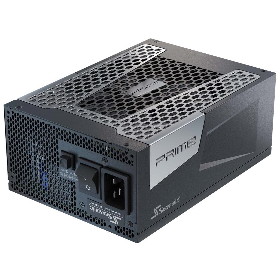 A large main feature product image of Seasonic PRIME TX 1600W Titanium PCIe 5.1 ATX 3.0 Modular PSU
