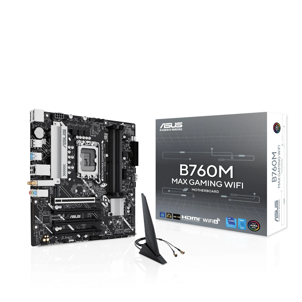 ASUS B760M MAX Gaming WiFi LGA1700 mATX Desktop Motherboard