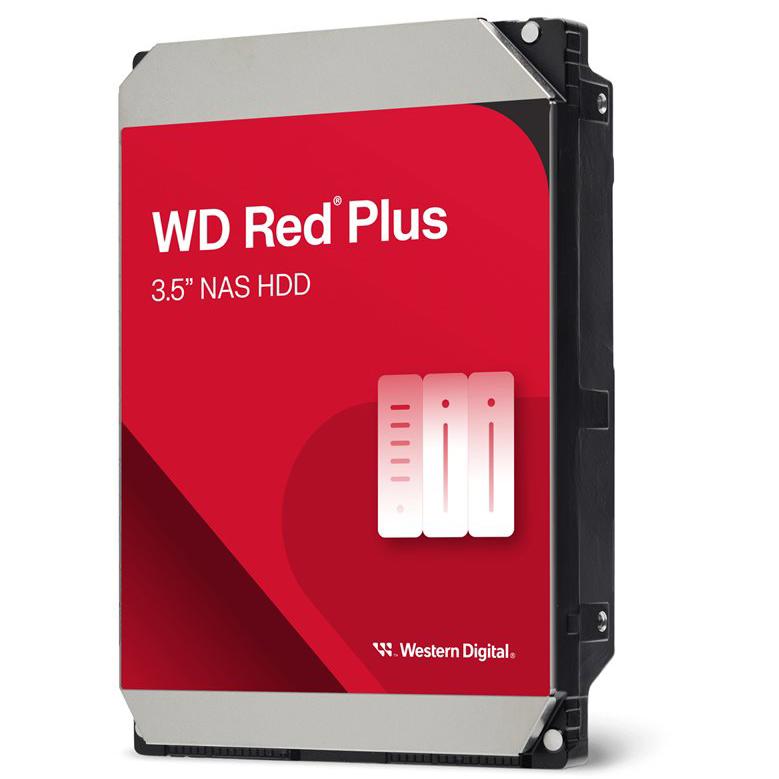 A large main feature product image of WD Red Plus 3.5" NAS HDD - 10TB 512MB