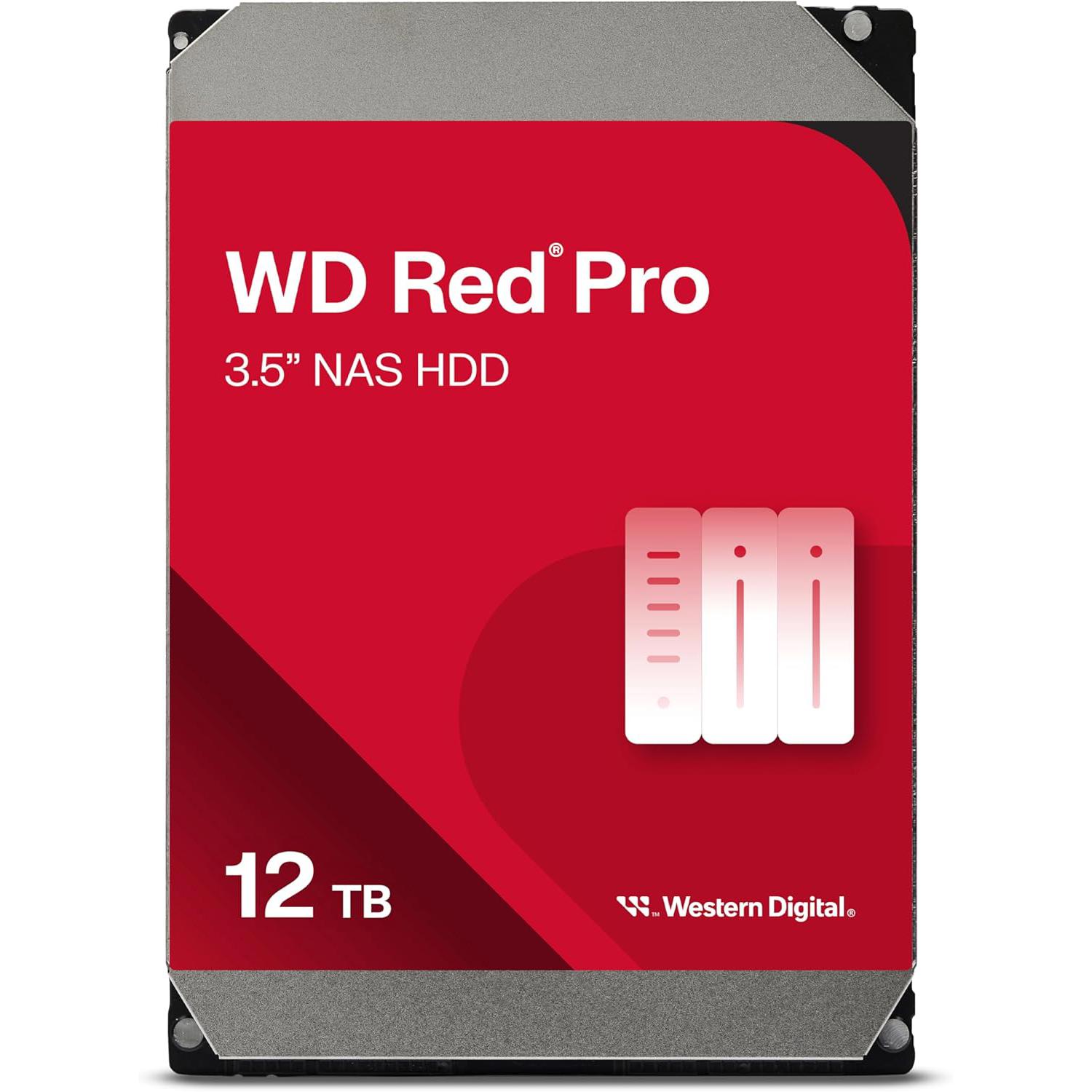 A large main feature product image of WD Red Pro 3.5" NAS HDD - 12TB 512MB