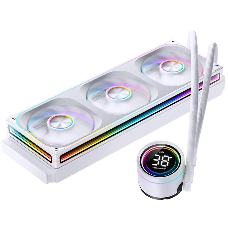 A large main feature product image of Jonsbo TH-360 ARGB 360mm LCD AIO CPU Liquid Cooler (White)