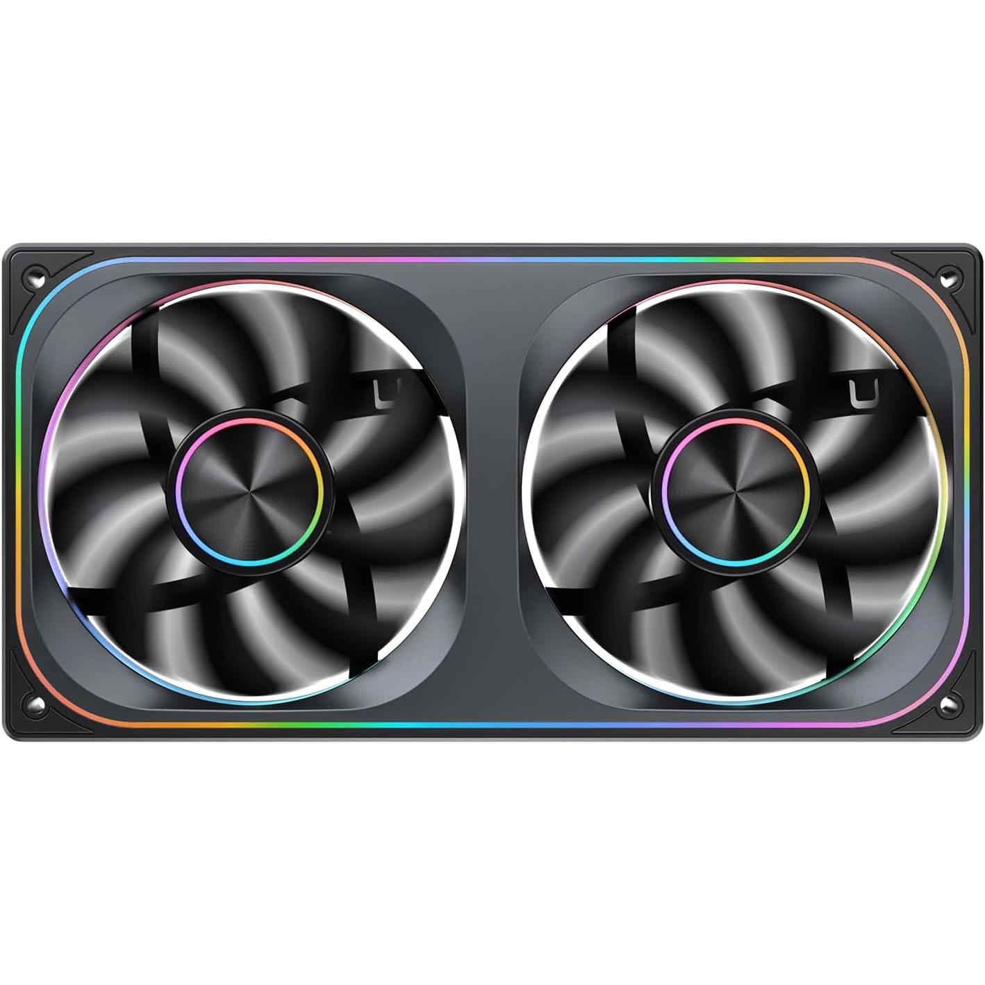 A large main feature product image of Jonsbo ZA-240 ARGB 120x240mm PWM Dual Fan Module (Black)