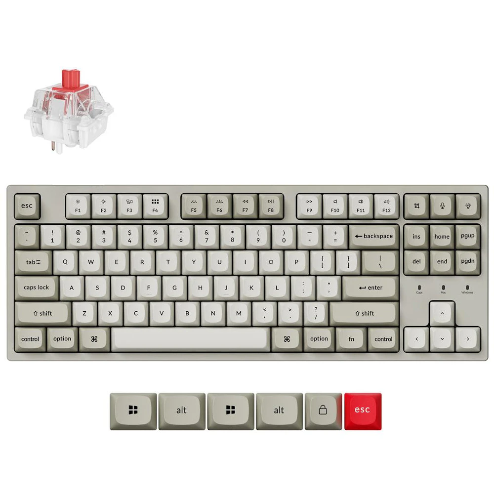 Keychron C1 Pro - TKL QMK RGB Wired Custom Mechanical Keyboard (Super Red Switch)