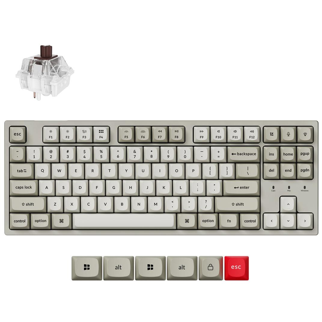 A large main feature product image of Keychron C1 Pro - TKL QMK RGB Wired Custom Mechanical Keyboard (Super Brown Switch)
