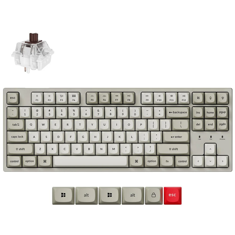 Keychron C1 Pro - TKL QMK RGB Wired Custom Mechanical Keyboard (Super Brown Switch)