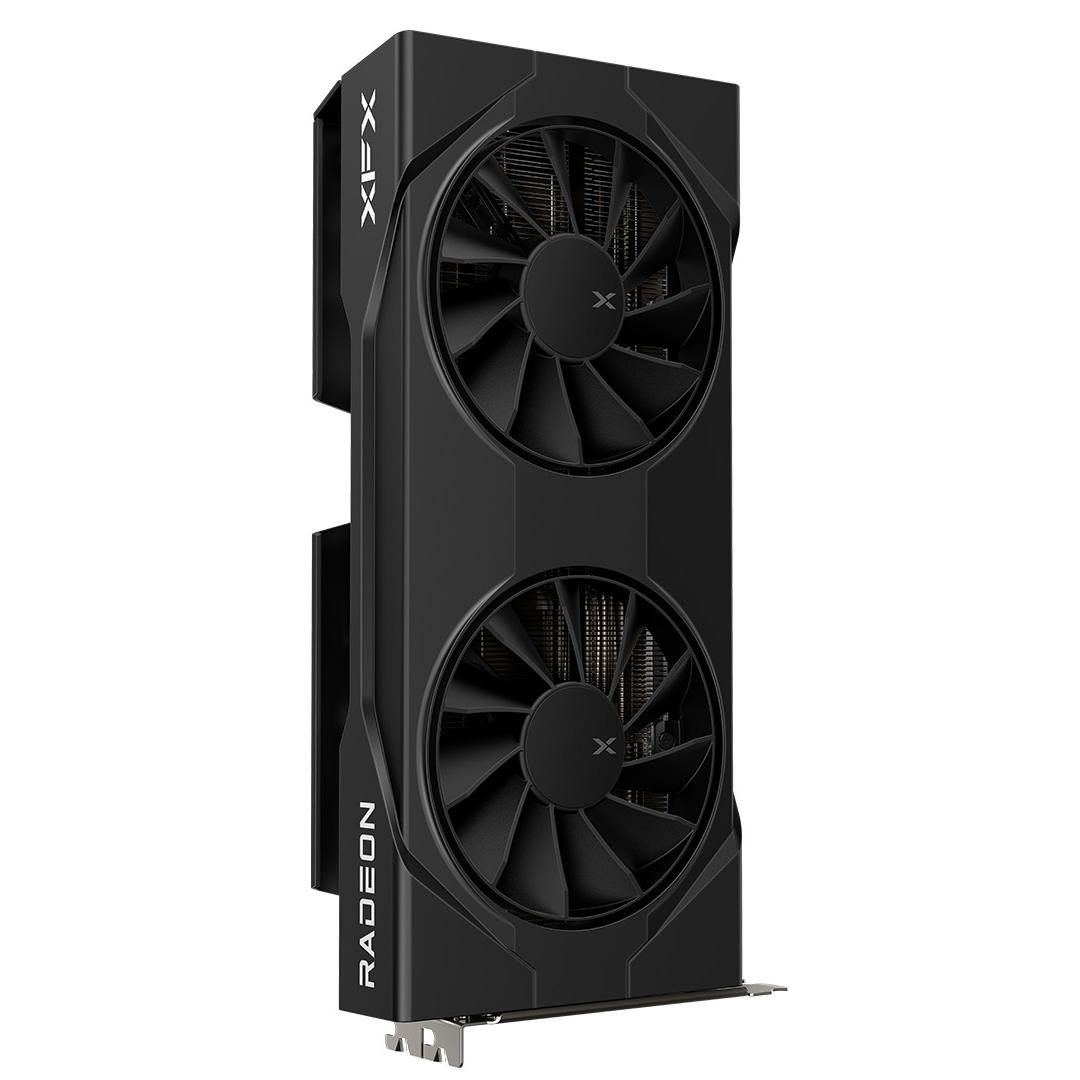 A large main feature product image of XFX Radeon RX 9060 XT Swift OC Dual Fan 16GB GDDR6