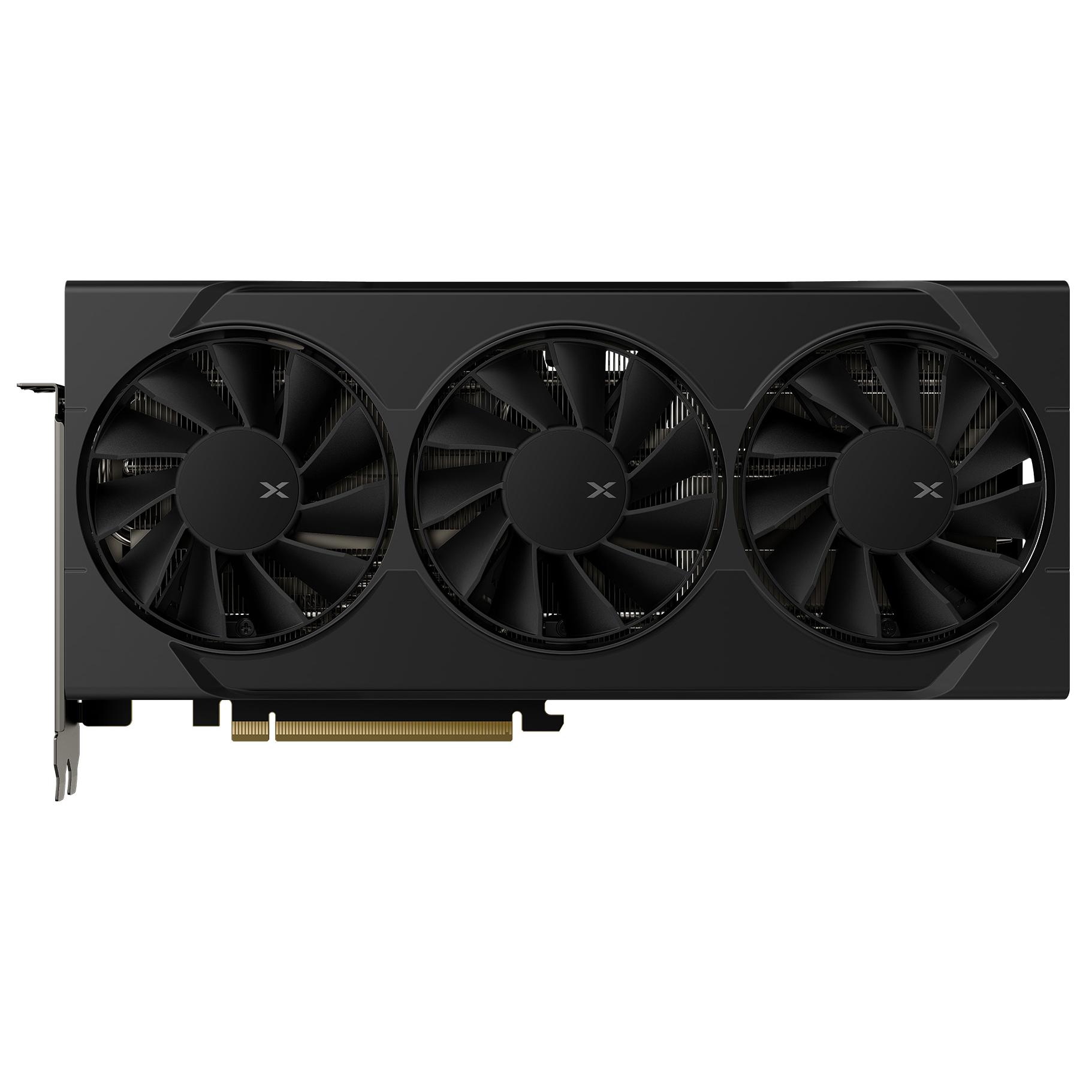 A large main feature product image of XFX Radeon RX 9060 XT Swift OC Triple Fan 16GB GDDR6 - Black