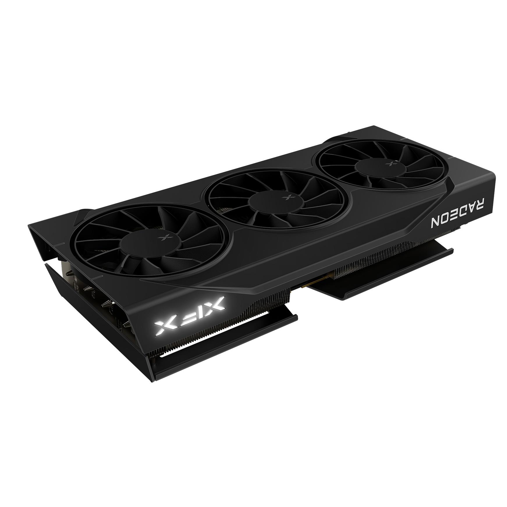 A large main feature product image of XFX Radeon RX 9060 XT Swift OC Triple Fan 16GB GDDR6 - Black