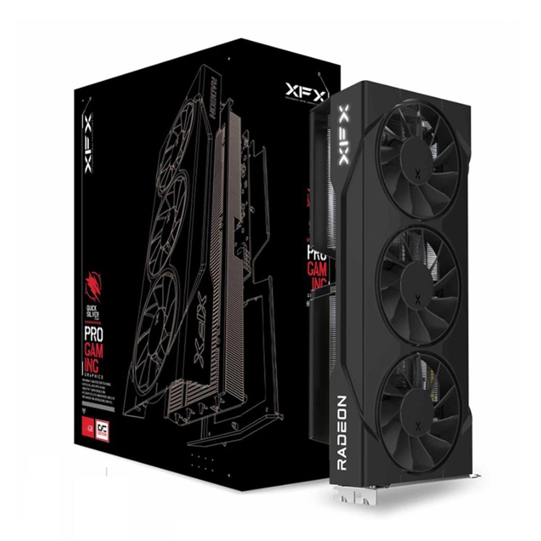 A large main feature product image of XFX Radeon RX 9060 XT Swift OC Triple Fan 16GB GDDR6 - Black