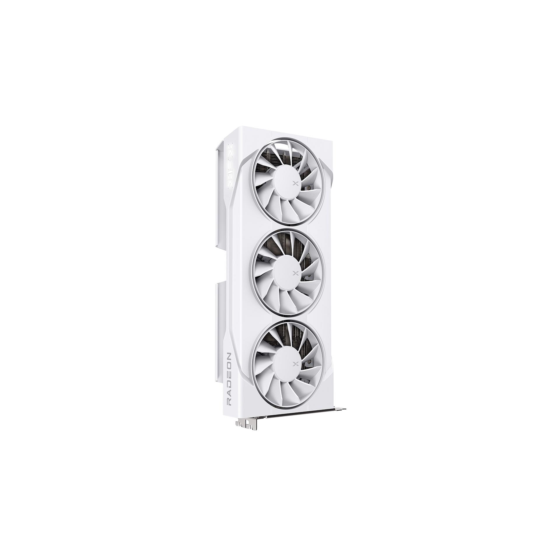 A large main feature product image of XFX Radeon RX 9060 XT Swift OC Triple Fan 16GB GDDR6 - White