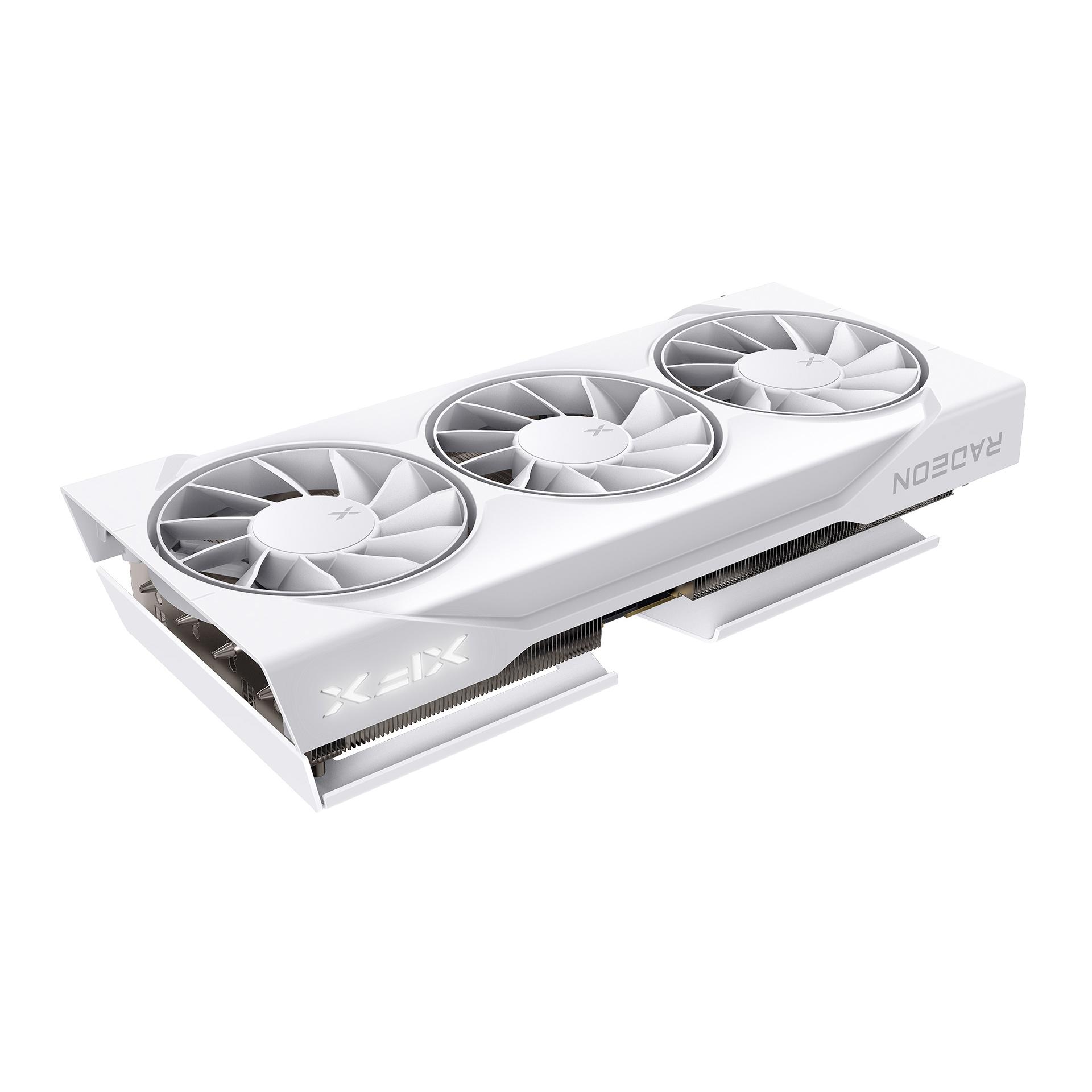 A large main feature product image of XFX Radeon RX 9060 XT Swift OC Triple Fan 16GB GDDR6 - White