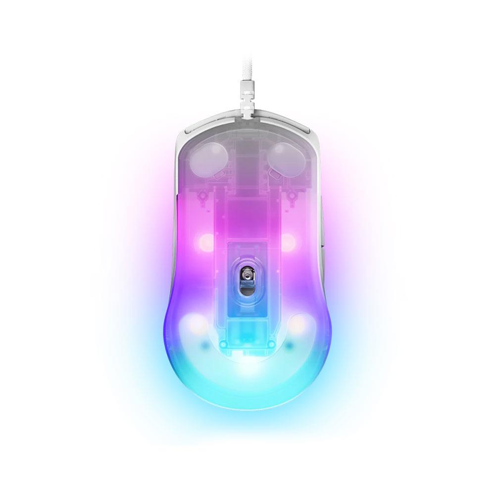 A large main feature product image of SteelSeries Rival 3 Gen 2 Wired Gaming Mouse - White