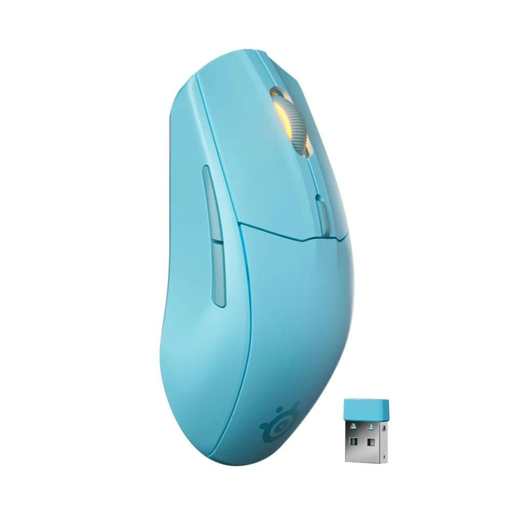 A large main feature product image of SteelSeries Rival 3 Gen 2 Wireless Gaming Mouse - Aqua