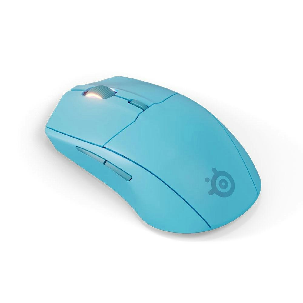 A large main feature product image of SteelSeries Rival 3 Gen 2 Wireless Gaming Mouse - Aqua