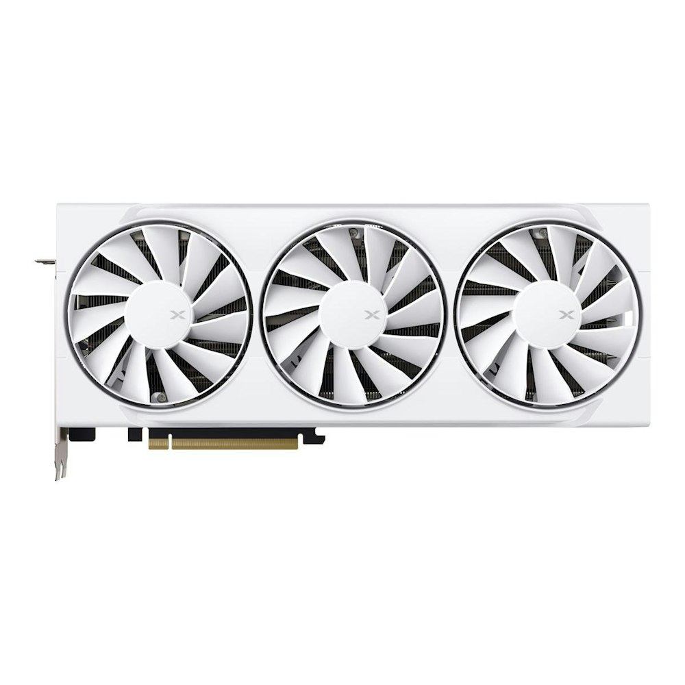 A large main feature product image of XFX Radeon RX 9070 XT Swift 16GB GDDR6 - White