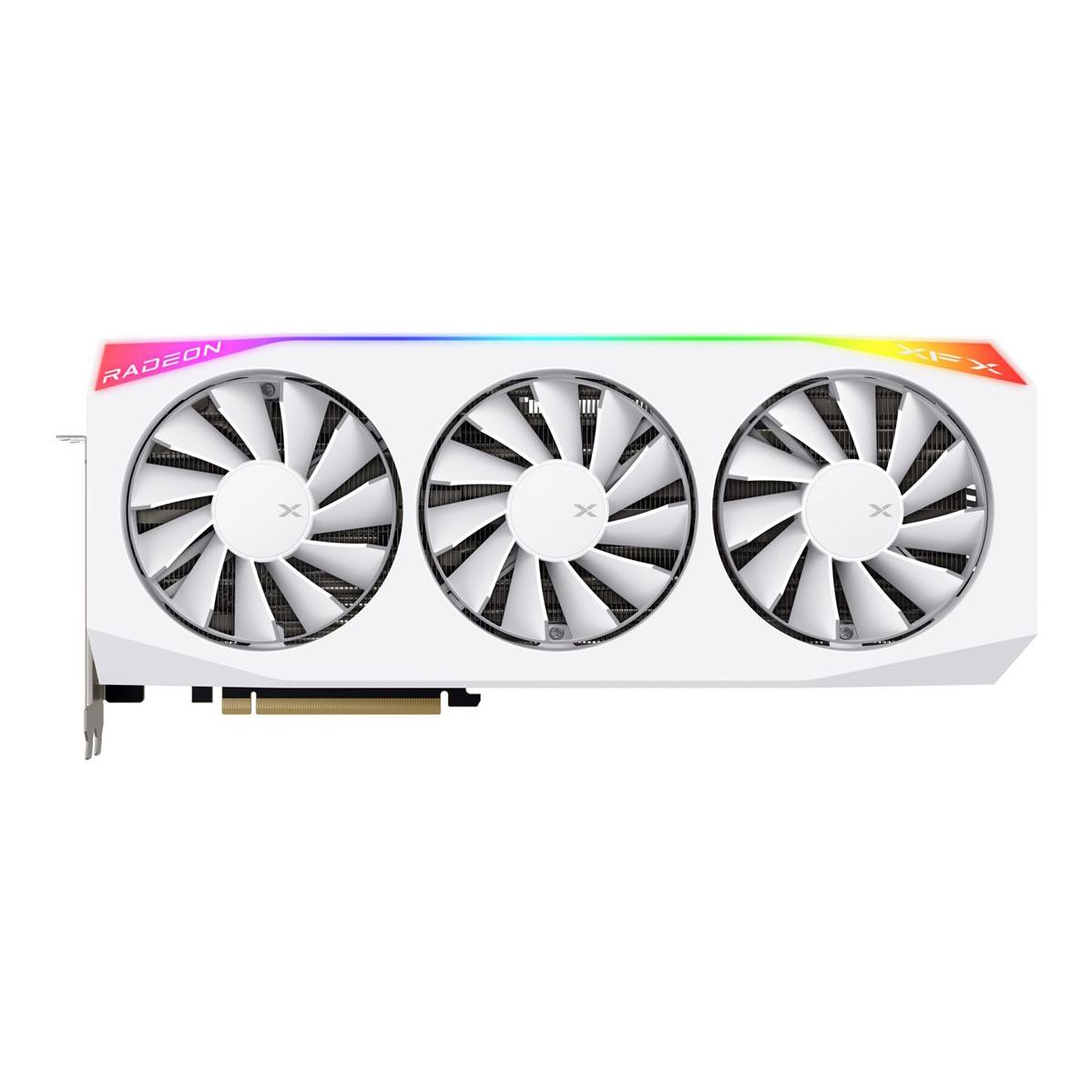 A large main feature product image of XFX Radeon RX 9070 XT Mercury OC 16GB GDDR6 - Magnetic Air Edition (White)